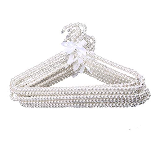 WHOSEE 12 Pack Clothes Pearl Hanger 10KG Weight Bearing Trouser Bead Skirts Hanging Holder White