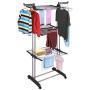 Lijuan Qin 3-Tier Rolling Clothes Drying Rack Organizer, Folding Garment Laundry Dryer Hanger Compact Steel Construction for Indoor Outdoor Cozy