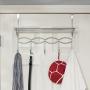 Home Basics Steel Over the Door Hanger Hooks with Towel Bar, 5 Hook Rack for Coat, Clothes, bags, Robe, Chrome
