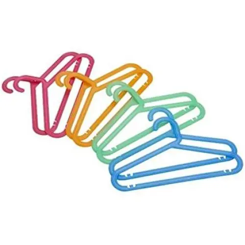 _IKEA 8 piece Childrens Clothes Hanger in assorted fun colors Flexible plastic that minimizes the risk of breaking. Pants hanger, skirt hanger and shirt hanger in one.