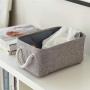 TheWarmHome Grey Linen Storage Basket for Shelves, Storage for Toys,Fabric Organizer Bins