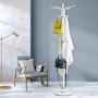 Xiaoli Coat Rack Iron Art Floor Standing Coat Racks Bedroom Clothes Hanger Living Room Clothing Hats Bags Hanging Storage Shelf Rack Coat Stand (Color : White)