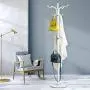 Xiaoli Coat Rack Iron Art Floor Standing Coat Racks Bedroom Clothes Hanger Living Room Clothing Hats Bags Hanging Storage Shelf Rack Coat Stand (Color : White)