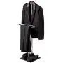 MyGift Brown Wood & Metal Suit Valet Floor Stand/Garment Organizer Rack/Coat & Pants Hanger