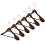 High-Grade Wide Shoulder Wooden Hangers 6 Pack with Non Slip Pants Bar - Smooth Finish Solid Wood Suit Hanger Coat Hanger, Holds Upto 20lbs, 360° Swivel Hook, for Dress, Jacket, Heavy Clothes Hangers