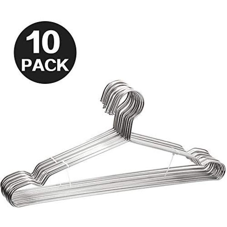 Wire Hangers 10 Pack Coat Hangers Strong Heavy Duty Stainless Steel Metal  Hangers 16.5 Inch Ultra Thin Space Saving Clothes Hangers