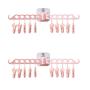JIJIKOKO Dual Clothes Hanger Sturdy Drying Rack Non-Slip Folding Hook Coat Rack Foldable Rotation Hanger Wardrobe Clothes Organizer Travel Accessories (Pink)