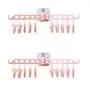 JIJIKOKO Dual Clothes Hanger Sturdy Drying Rack Non-Slip Folding Hook Coat Rack Foldable Rotation Hanger Wardrobe Clothes Organizer Travel Accessories (Pink)