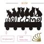 Cat Welcome Design Key Hook Wall Door Clothes Coat Hat Hanger Key Holder with 5 Hooks Strong Adhesive Sticker Wood Hooks(P2)