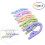 Buzazz 10PACk Portable Folding Clothes Hanger Home Travel Outdoor Camping Plastic Hangers Racks for Shirt, Skirt, Underwear, Kids clothes, Pants and More Five colors