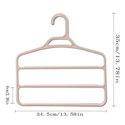 HJYPYJ Magic Hanger,Non-Slip Multifunction Folding Hangers,Hierarchical Storage Rack Pants Pp Hanger,Organizer Space-Saving Hanger,Bearing 1Kg Durable/Beige / 5 pcs