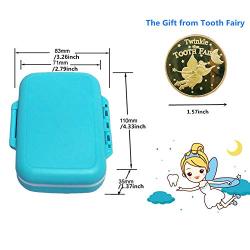 Baby Teeth Keepsake Box, pp Children Kids Tooth Storage Holder Organizer Printed in English to Keep The Child-Wood Memory with 2Pcs Tooth Fairy Golden Coin