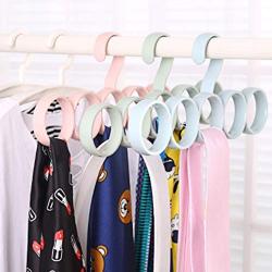 Romote 5 Hooks Scarf Hanger Tie Belt Hanger Multifunctional Clothes Hanger Round Storage Rack Plain Color Hanger for Closet (Blue)