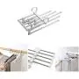 5PC Random Color 5 in 1 Clothes Hangers Multi-Functional Pants Storage Rack Adjustable Stainless Steel Wardrobe Pants Shelves Decoration