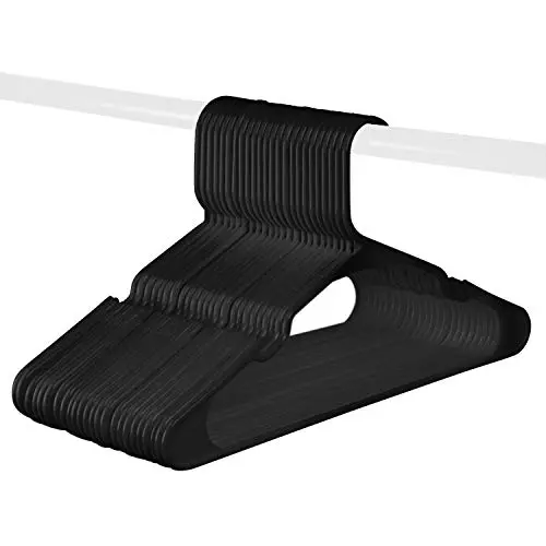 Black Standard Plastic Hangers, Notched, Set of 24 Durable and Slim, Notched, Made in The USA (Black, 24 Pack) Black Standard Plastic Hangers, Notched, Set of 24 Durable and Slim, Notched, Made in The USA (Black, 24 Pack)