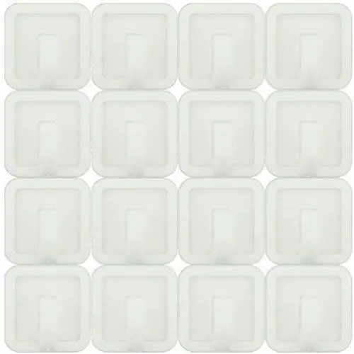 Wideskall 16 Pcs White Self Adhesive Plastic Square Hook Small Wall Mount Hanger for Bathroom Towel and Robe