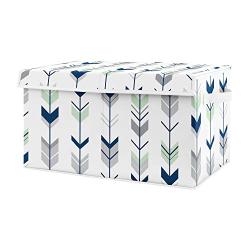 Sweet Jojo Designs Navy Blue, Mint and Grey Woodland Arrow Unisex Boy or Girl Baby Nursery or Kids Room Small Fabric Toy Bin Storage Boxes Chest for Woodsy Collection