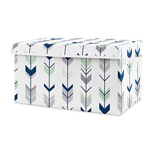 Sweet Jojo Designs Navy Blue, Mint and Grey Woodland Arrow Unisex Boy or Girl Baby Nursery or Kids Room Small Fabric Toy Bin Storage Boxes Chest for Woodsy Collection