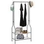 SAVICOS Clothing Garment Rack Heavy Duty Commercial Grade Clothes Stand Rack 2-Tier Entryway Metal Coat Rack and Shoe Bench Storage Stand with Single Rod Home Office Bedroom Metal Black