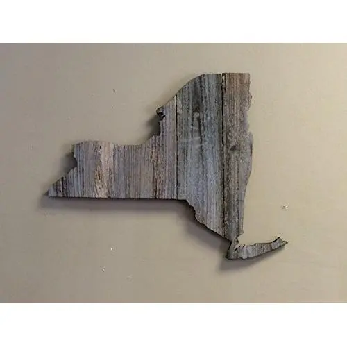 New York State Shape 19 1/2" x 15" Rustic Wood Sign Hanger with options to Personalize New York State Shape 19 1/2" x 15" Rustic Wood Sign Hanger with options to Personalize