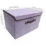 Foldable Storage Bins Storage Cubes Boxes with Lids and Handles Linen Fabric Durable Basket Containers Organizerfor Home, Office, Nursery, Closet, Bedroom, Set of [2-Size]