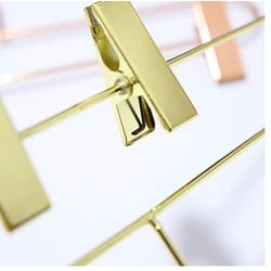 10pcs Fashion Metal Clothes Skirt Hanger Rose Gold Adult Trousers Pants Hangers with Clips Random Color