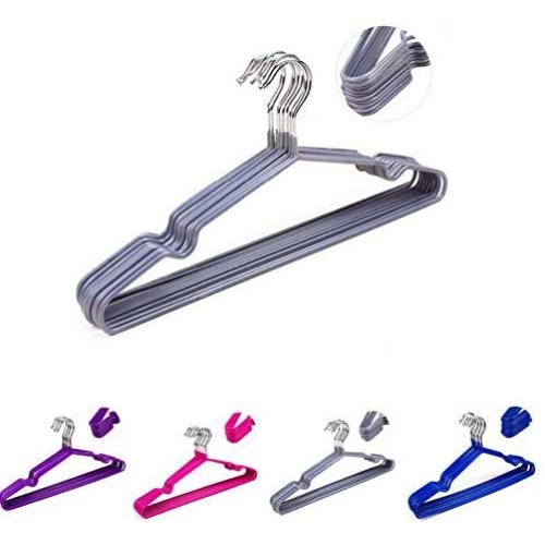 10Pcs Metal Stainless Steel Baby Clothes Hangers Adult Kids Suit Shirt Pants Hook Non Slip Outdoor Drying Rack Storage Organize Random Color