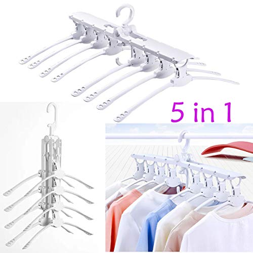 TonTGai Clothes Magic Hangers Multi-Functional Fold Plastic Hanger 360 Rotating Cascading 5 in 1 Space Saving Wardrobe Clothing Hanger Oragnizer