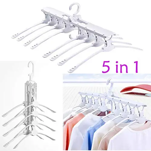 TonTGai Clothes Magic Hangers Multi-Functional Fold Plastic Hanger 360 Rotating Cascading 5 in 1 Space Saving Wardrobe Clothing Hanger Oragnizer TonTGai Clothes Magic Hangers Multi-Functional Fold Plastic Hanger 360 Rotating Cascading 5 in 1 Space Saving Wardrobe Clothing Hanger Oragnizer
