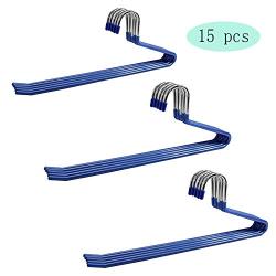 HJYPYJ Magic Hanger,Multifunction Magical Hangers,Metal + Pp Single-Layer Storage Non-Slip Trouser Hangers,Space-Saving Organizer Hangers, Durable/Blue / 15 pcs