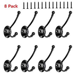 Coat Hooks, Upgrade Version Wall Mounted Hooks Heavy Duty Utility Hooks with Screws Cup Hooks Retro Double Hooks