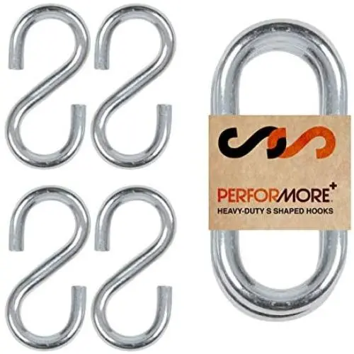 Performore 3 Inch S-Shaped Nickel Hooks Hangers Heavy-Duty Stainless Steel Nickel Hanger Storage Rack for Closet, Work Shop, Bathroom, Garden, House Kitchen (4 Pack)