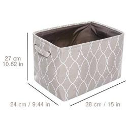 HOKEMP Large Foldable Storage Bins [3-Pack] - 15 x 10.6 x 9.4 inch Fabric Storage Basket Collapsible Durable Organizer Bin with Carry Handles for Nursery, Home Closet, Toys, Towels, Laundry - Lattice