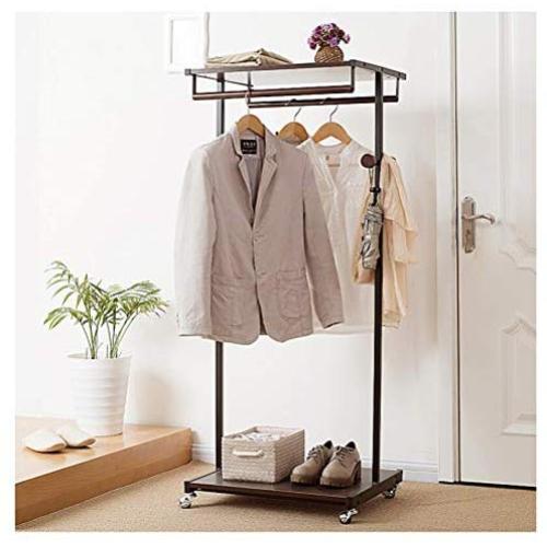 YMJ Floor Coat Rack Multifunctional Hanger Simple Multi-Layer Storage Floor Hanger Bedroom Living Room Brown Clothes Rack Coat Racks