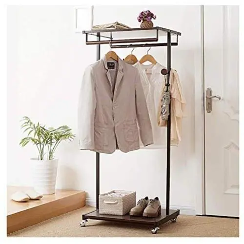 YMJ Floor Coat Rack Multifunctional Hanger Simple Multi-Layer Storage Floor Hanger Bedroom Living Room Brown Clothes Rack Coat Racks