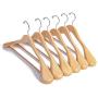 Nature Smile Luxury Natural Wooden Suit Hangers - 6 Pack - Wood Coat Hangers,Jacket Outerwear Shirt Hangers,Glossy Finish with Extra-Wide Shoulder, 360 Degree Swivel Hooks & Anti-Slip Bar with Screw