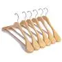 Nature Smile Luxury Natural Wooden Suit Hangers - 6 Pack - Wood Coat Hangers,Jacket Outerwear Shirt Hangers,Glossy Finish with Extra-Wide Shoulder, 360 Degree Swivel Hooks & Anti-Slip Bar with Screw