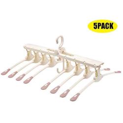 Multifunctional Clothes Hanger 8 in 1 Magic Clothes Hanger Wardrobe Organizer Rack,Portable Foldable 360° Swivel Space Saving Closet Organizer Hanger (5PACK),Pink