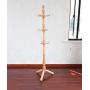 Cxjff Floor Standing Coat Rack Clothes Hat Stand Hanger Solid Wooden 3 Feet 12 Hooks, Wood Color, 50 50 180CM (Size : 5050180CM)