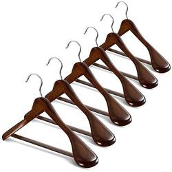 Inveroo 6pcs Adult Solid Wood Wide Shoulder Storage Business Suit Cabinet Hotel Closet Home Organizer Store Clothes Hanger Luxury