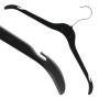 HANGERWORLD 15 Black 16inch Plastic Notched Coat Clothes Garment Top Hangers with Metal Hook