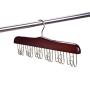 Amber Home Gugertree Wooden Collection Multifunctional Closet Accessories 12 Belt and Tie Hanger Cherry Color (Chrome Hook)