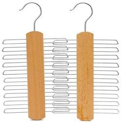 KYCPTNFJ Wood Tie Hangers for 20 Ties Or Belts Wood Clothes Hangers for Ties and Accessories 2 Hangers