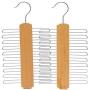 KYCPTNFJ Wood Tie Hangers for 20 Ties Or Belts Wood Clothes Hangers for Ties and Accessories 2 Hangers