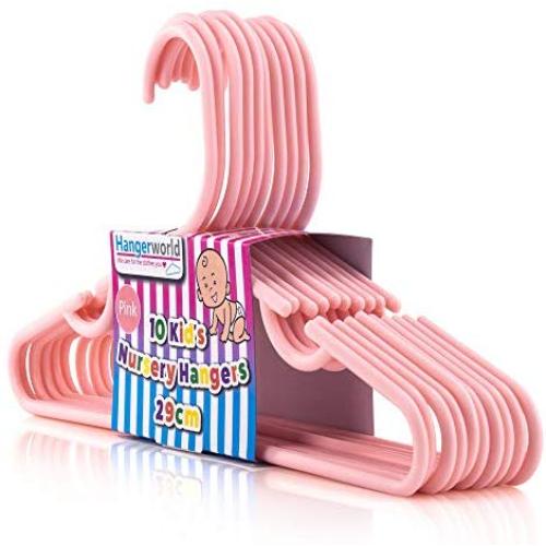 HANGERWORLD 40 Pink 11.4inch Plastic Kids Coat Clothes Garment Pants Skirt Bar Baby Toddler Hangers HANGERWORLD 40 Pink 11.4inch Plastic Kids Coat Clothes Garment Pants Skirt Bar Baby Toddler Hangers