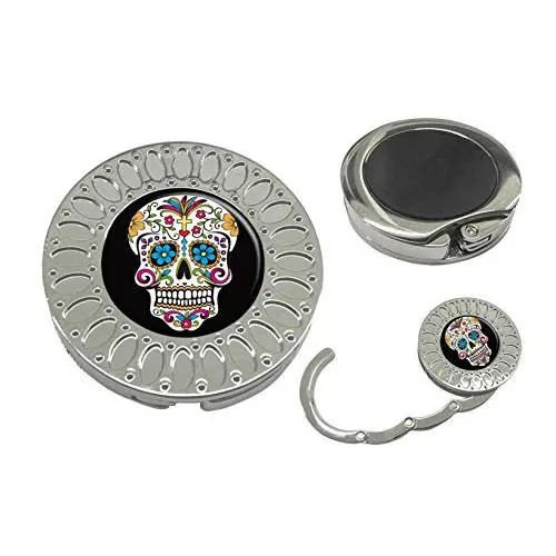 Purse Hanger Folding Handbag Hook - Sugar Skull Table Hook Folding Bag Desk Hanger Foldable Holder Purse Hanger Folding Handbag Hook - Sugar Skull Table Hook Folding Bag Desk Hanger Foldable Holder