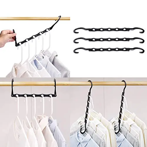 HOUSE DAY Black Magic Hangers Space Saving Clothes Hangers Organizer Smart Closet Space Saver Pack of 10 with Sturdy Plastic for Heavy Clothes HOUSE DAY Black Magic Hangers Space Saving Clothes Hangers Organizer Smart Closet Space Saver Pack of 10 with Sturdy Plastic for Heavy Clothes