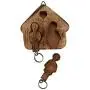 Crafkart Set of 2 Wood Key Ring Chain with Holder - Couple Goals Wooden Couple Key Chains Key Ring Set - Handmade Keyring Keychain and Key Holder - Couple Goals