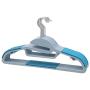 BriaUSA Dry Wet Clothes Hangers Amphibious Light Blue with Non-Slip Shoulder Design, Steel Swivel Hooks ? Set of 10