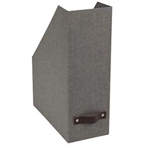 Bigso Estelle Canvas Fiberboard Upright Magazine Storage Box, 12.6 x 4.5 x 9.8 in, Grey